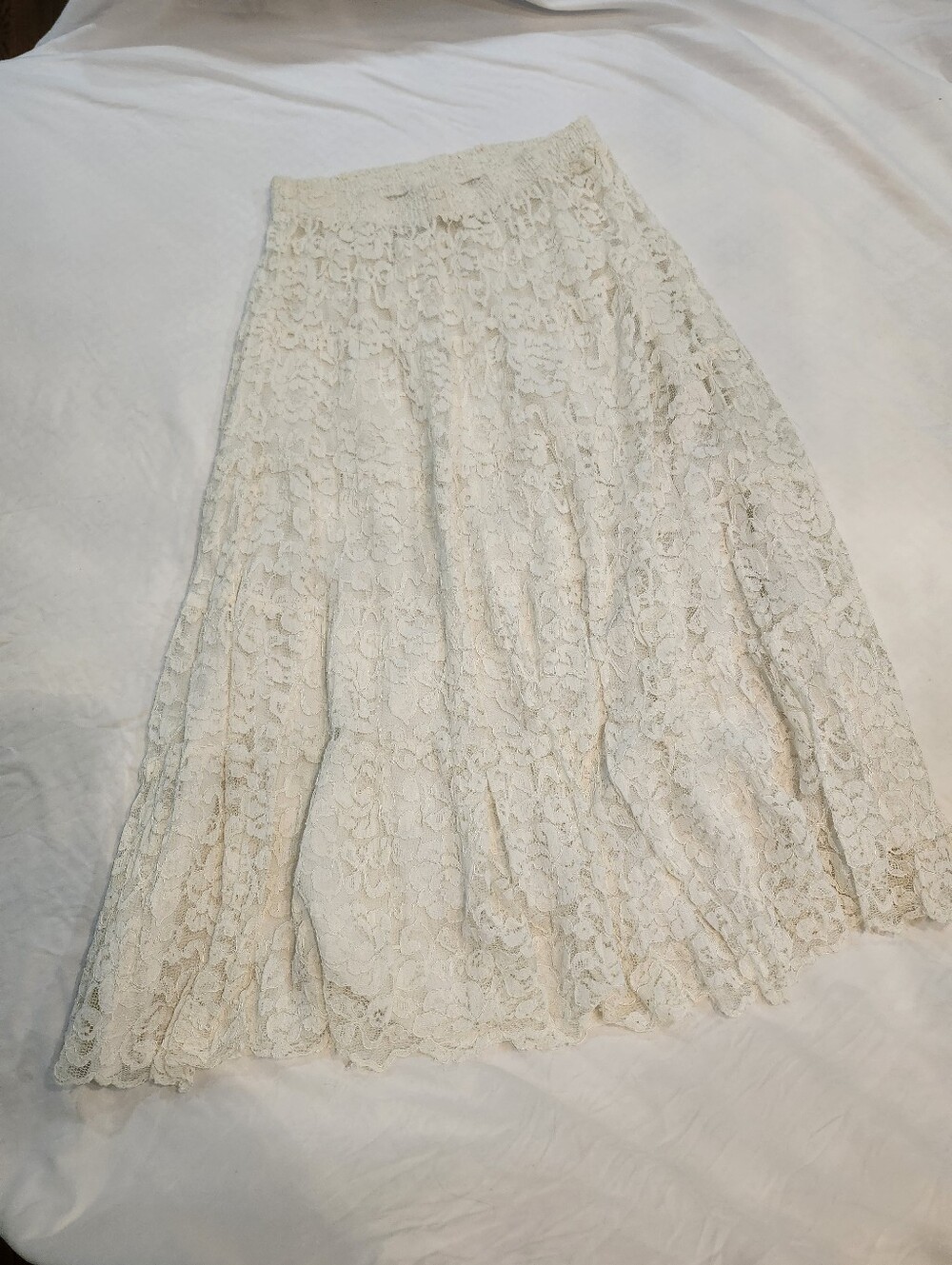 Vintage Carole Little Cream Lace Maxi Skirt